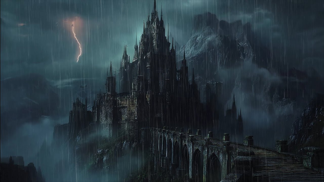 Feel Relaxed and Calm with Rain In Dark Fantasy Castle 🏰 Sleep Peacefully with Thunder Rain