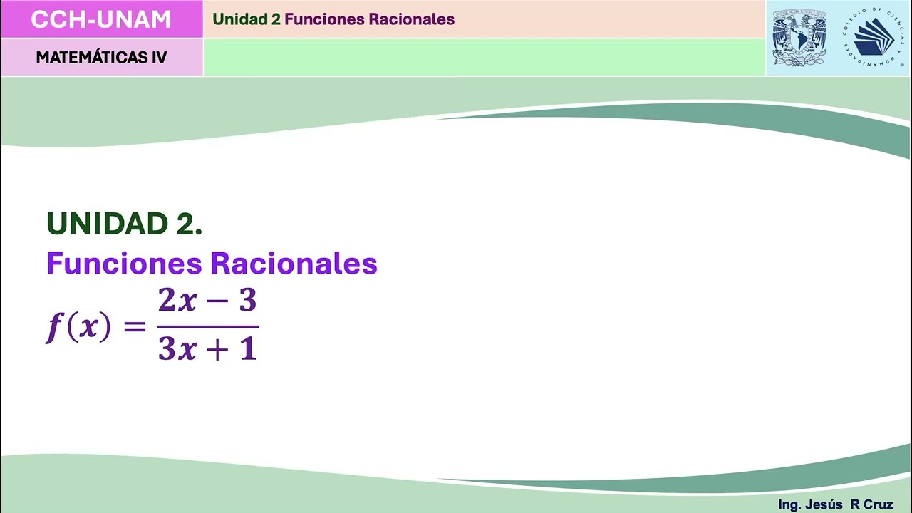 Función Racional: grado 1 en numerador y denominador.
