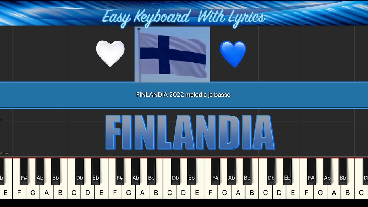 Finlandia Easy Keyboard and Lyrics  HD 1080p
