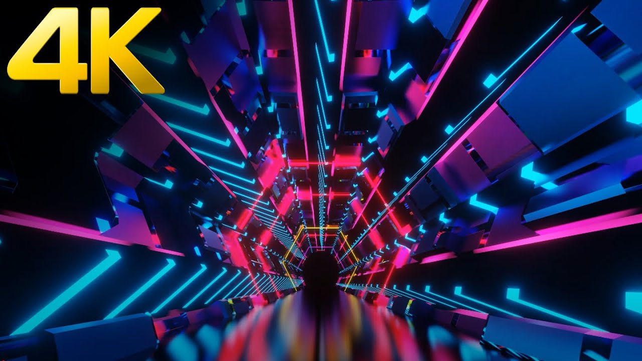 9 hours 4k Blue Pink Hexagon Tunnel Mind Relaxing Sci-fi Night Light Screensaver Seamless  Animation