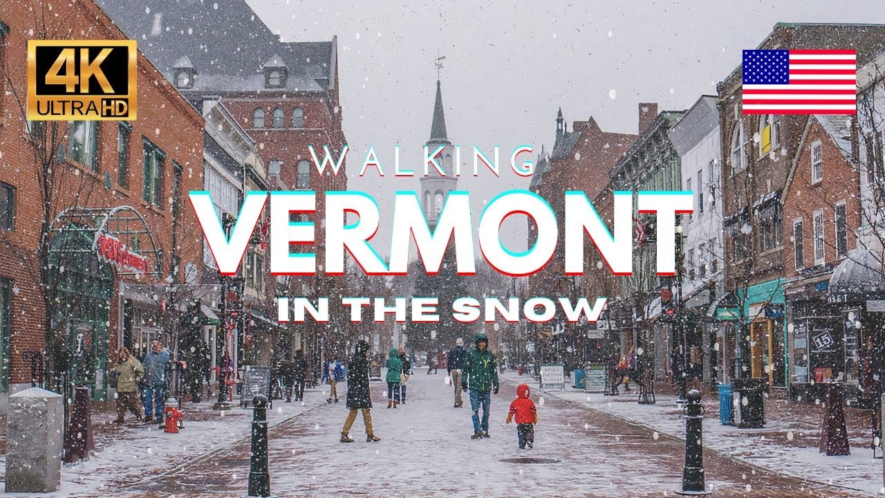 Heavy Snowfall in Vermont! 4K HDR Walk Through Cozy Winter Streets [60fps]