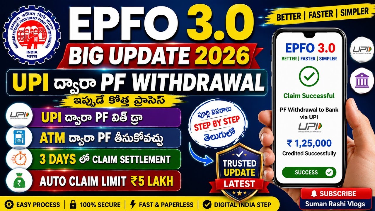 🔥 EPFO 3.0 Biggest Update | UPI ద్వారా PF Withdrawal Start? Full Details | Step by Step Telugu