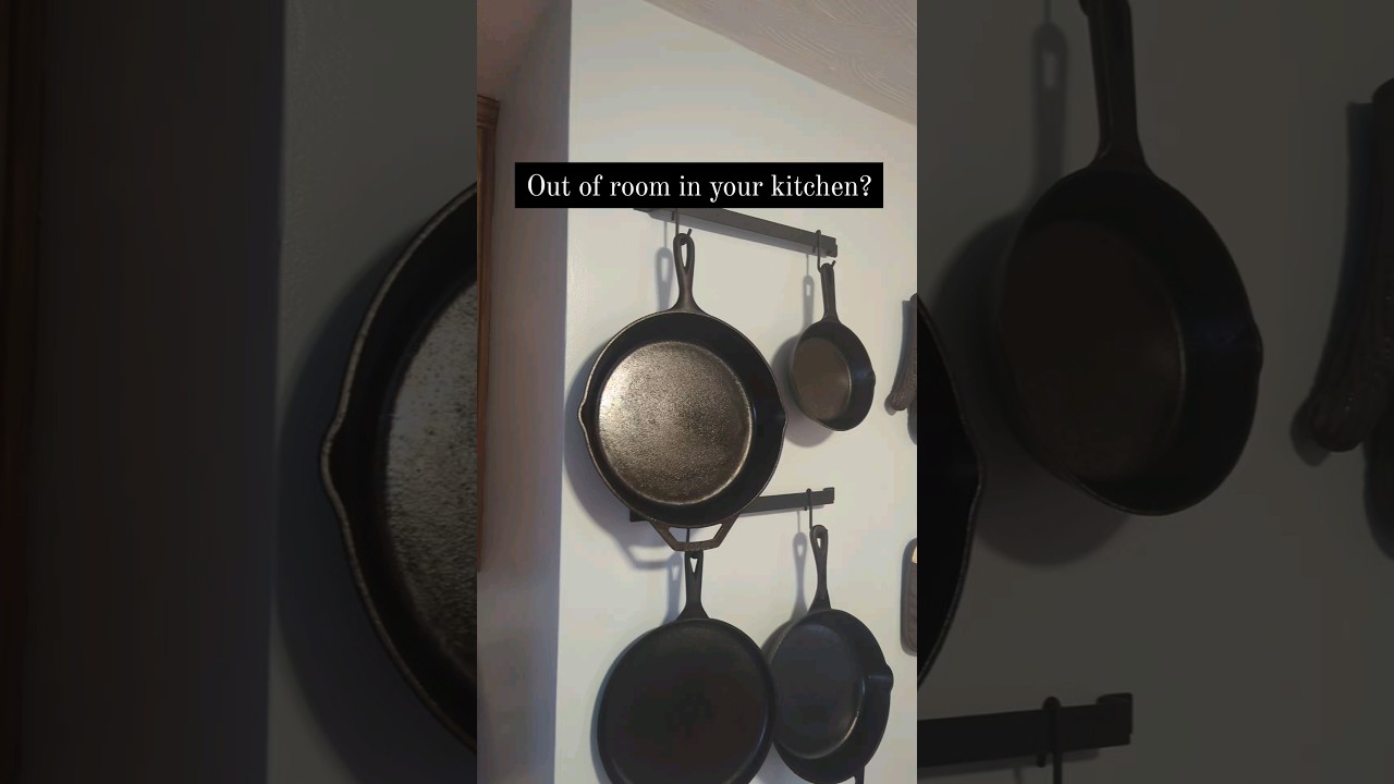 If you need somewhere to hang your cast iron, try the walls! 🍳 Link on our channel page!