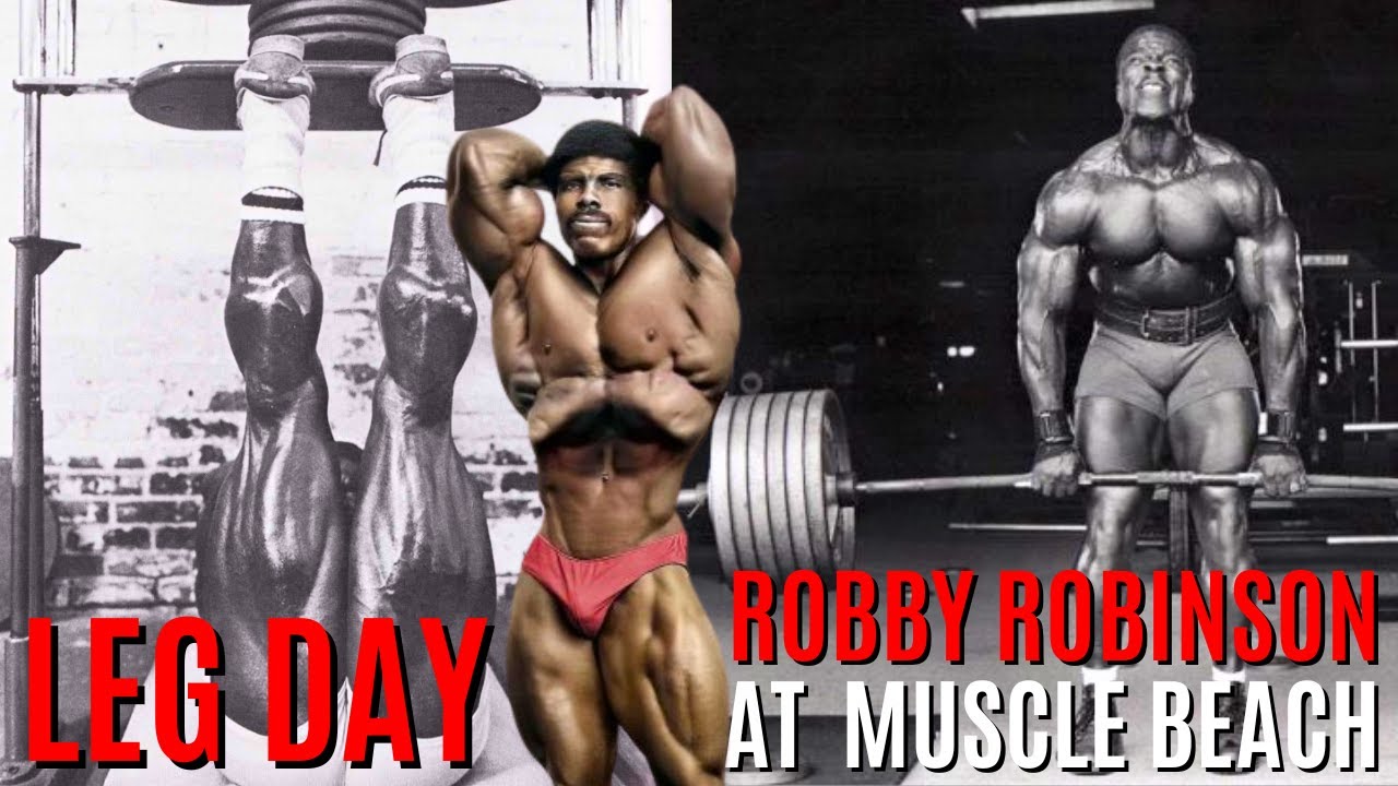 Robby Robinson training LEGS at the Muscle Beach Pit || QUADS and HAMSTRINGS