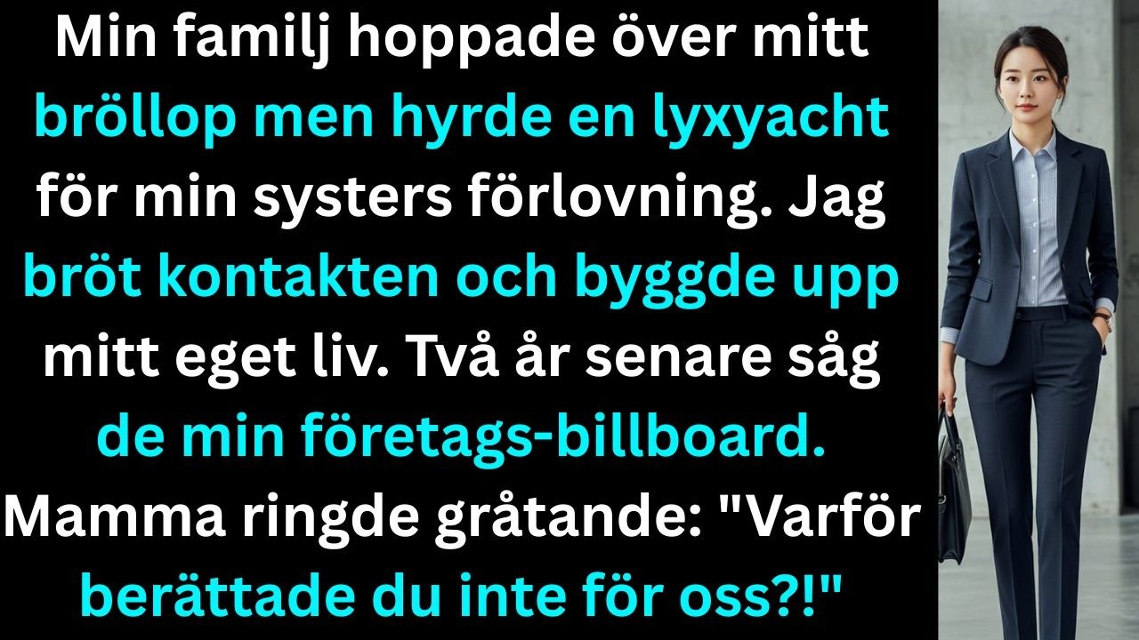 Min familj hoppade över mitt bröllop för en lyxyacht till min systers förlovning. Jag bröt kontakten