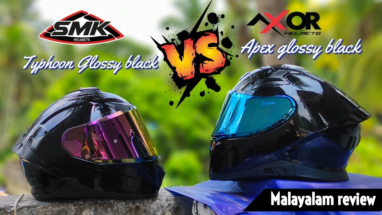 AXOR APEX v/s SMK TYPHOON  | BEST GLOSSY BLACK HELMET IN 5K , malayalam review