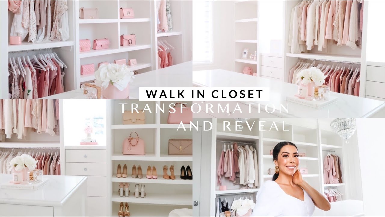 WALK IN CLOSET ORGANIZING AND DECORATING!! TRANSFORMATION AND REVEAL!👛🏠