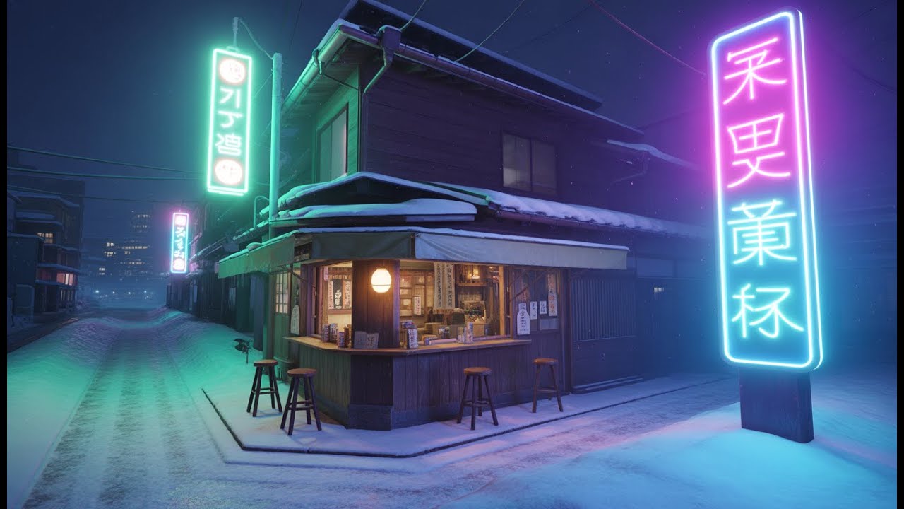 🕯️Snowy Tokyo City | Calm lofi music | For Studying, Sleeping, & Relaxing🎶