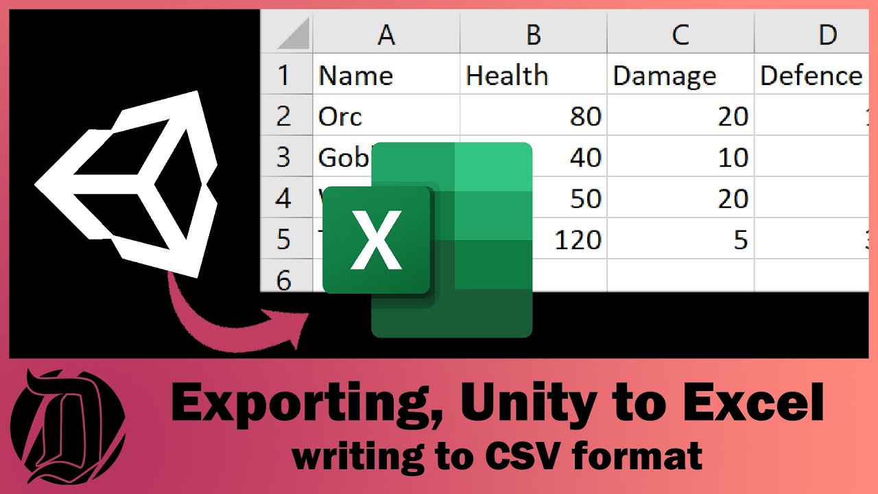 Экспорт данных в Unity для открытия в Excel в виде электронной таблицы — написание в формате CSV....