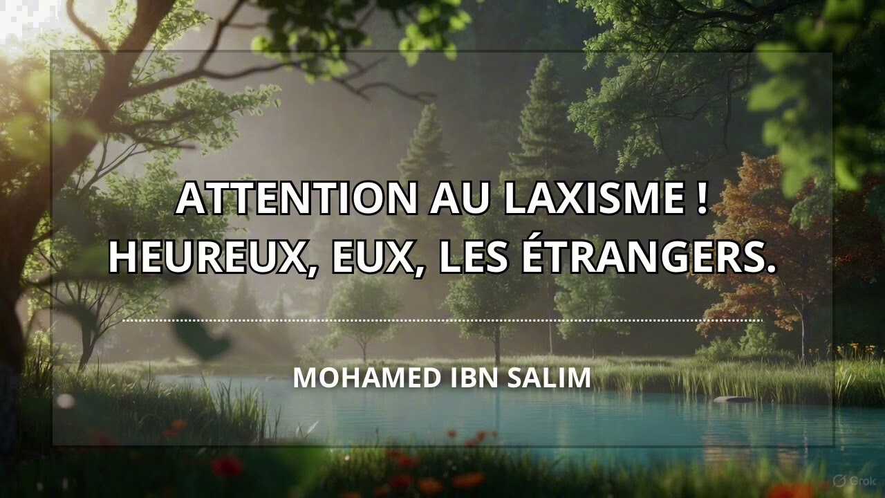 Attention au laxisme ! Heureux, eux, les étrangers - Mohamed Ibn Salim