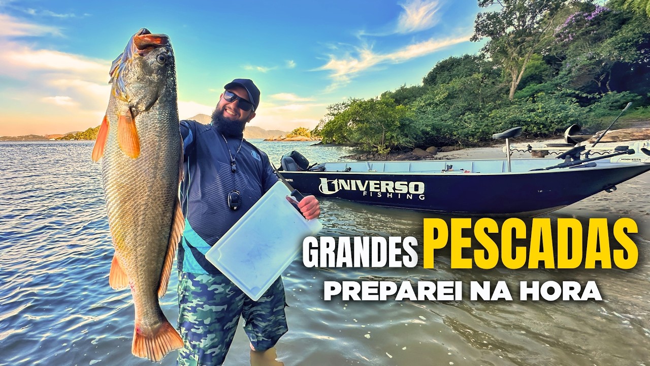 GRANDES PESCADAS! PREPAREI e COMI na hora! pescada amarela - baia da Babitonga - SC