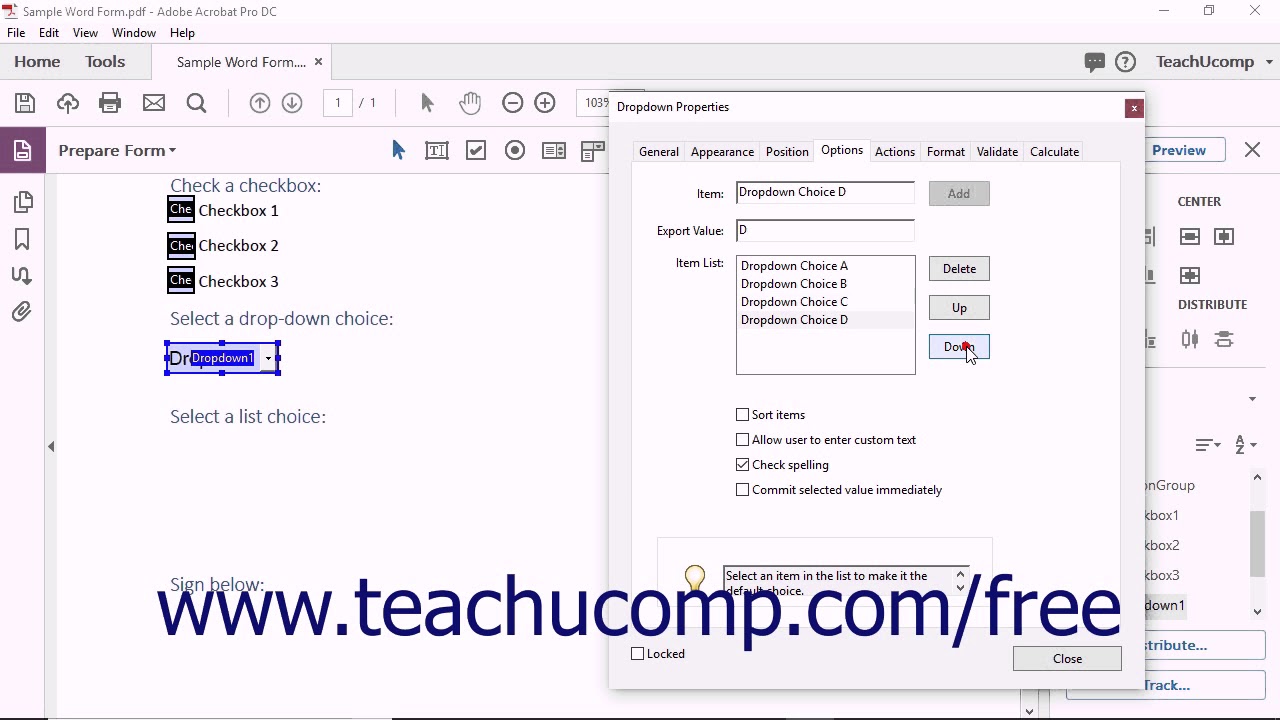 Acrobat Pro DC Creating Drop-Down and List Boxes - Adobe Acrobat Pro DC Training Tutorial Course