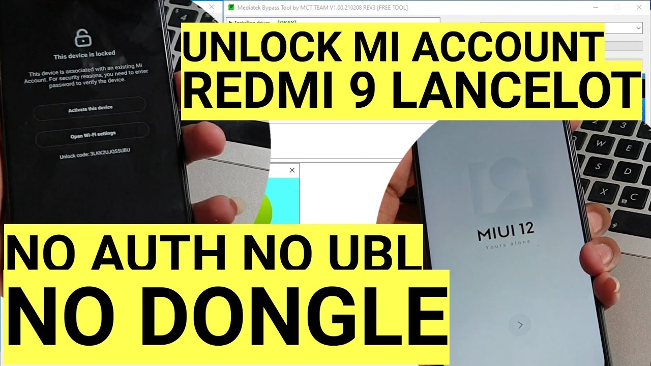 Cara Unlock Micloud Redmi 9 Lancelot Mi account no auth no dongle no ubl