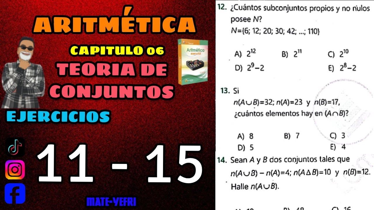 TEORIA DE CONJUNTO | EJERCICIOS 11 - 15 | ARITMETICA LUMBRERAS ESENCIAL