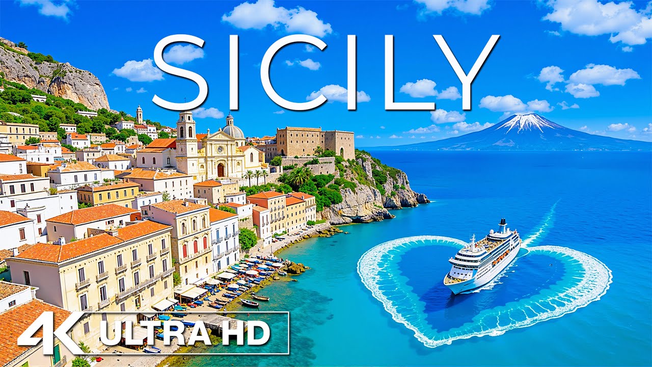 Sicily 4K 🌊 Deep Voyage | Turquoise Mediterranean Sea, Historic Coast & Island Escape