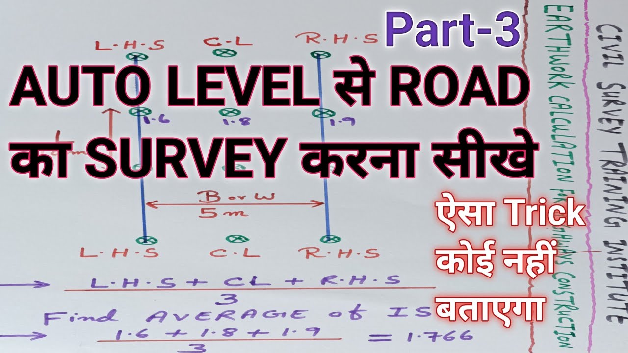 Auto Level surveying in Hindi |Road Survey Using Auto Level|Road Highway Construction|Land Surveying