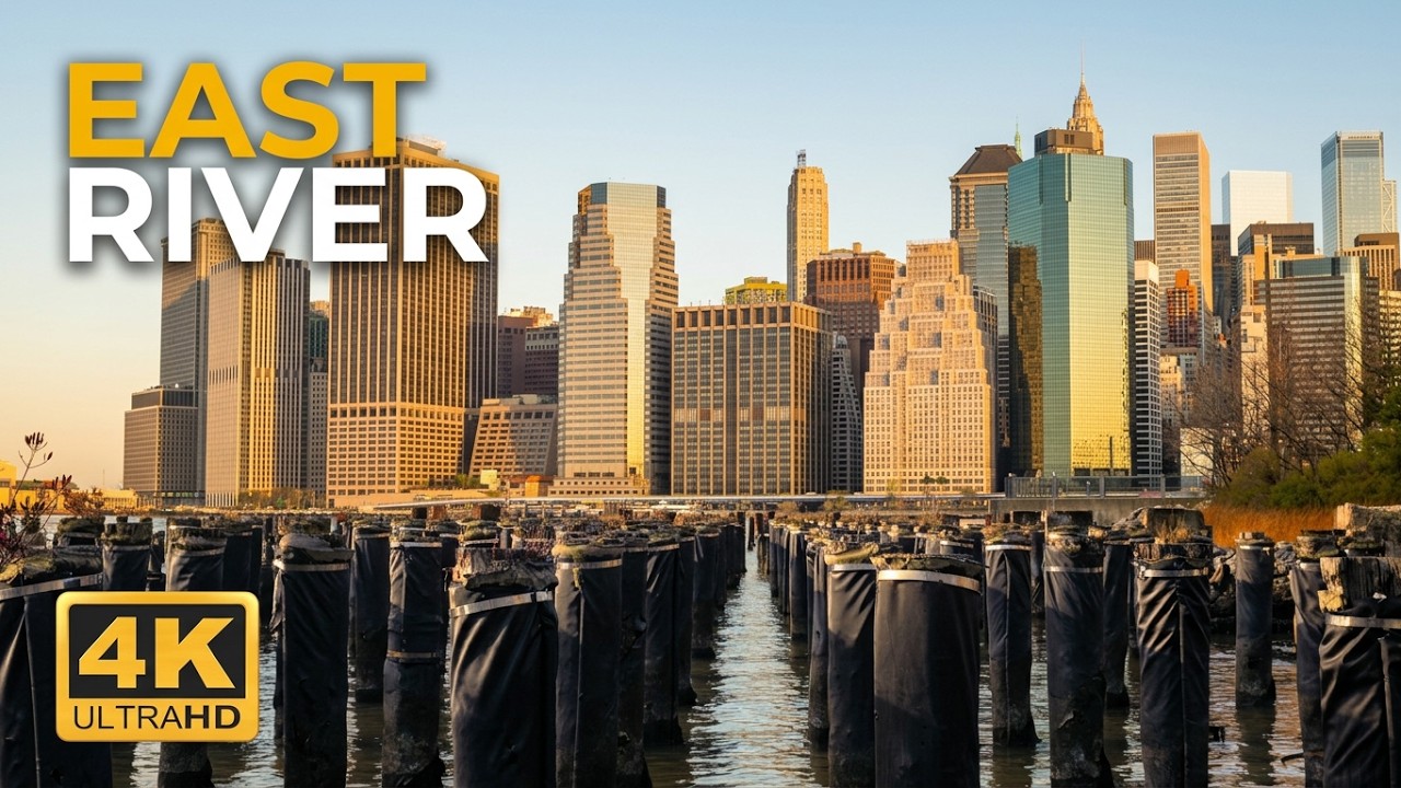 NYC Sounds: Brooklyn Bridge Park - Calming Cityscape 4K