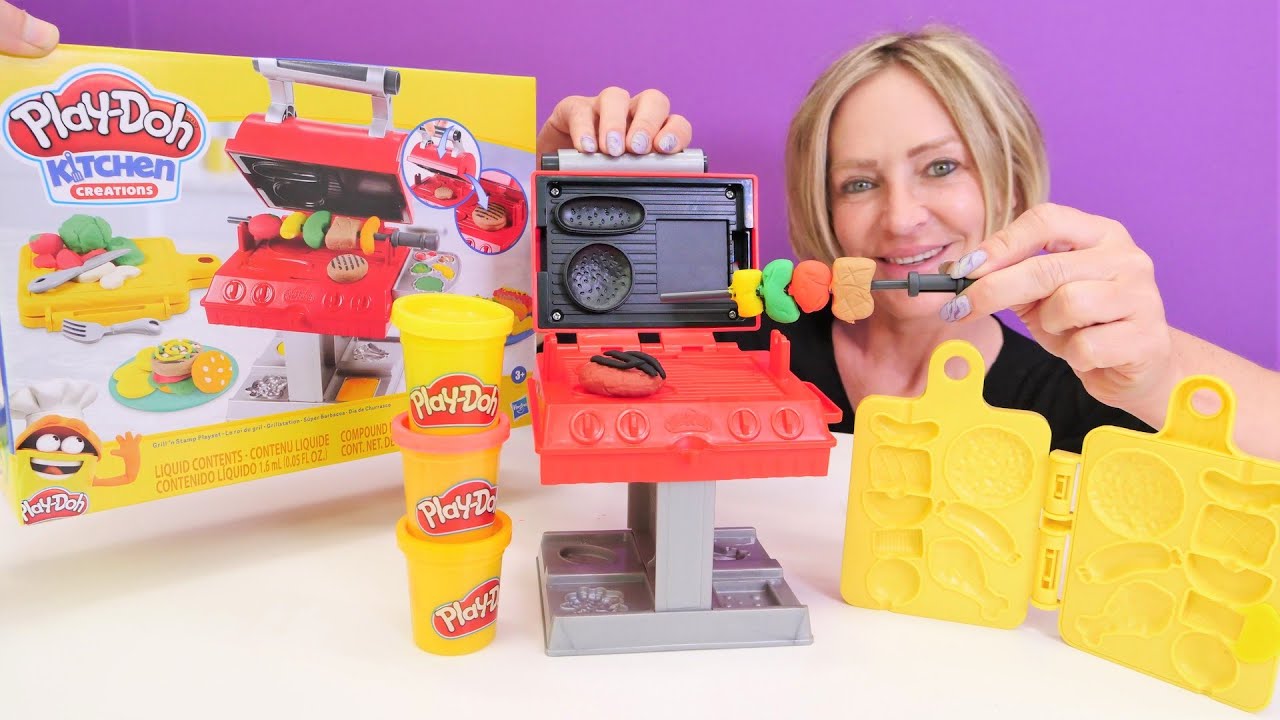 Play Doh Schule mit Nicole. Wir packen ein neues Grillset aus. Knete Video f&uuml;r Kinder