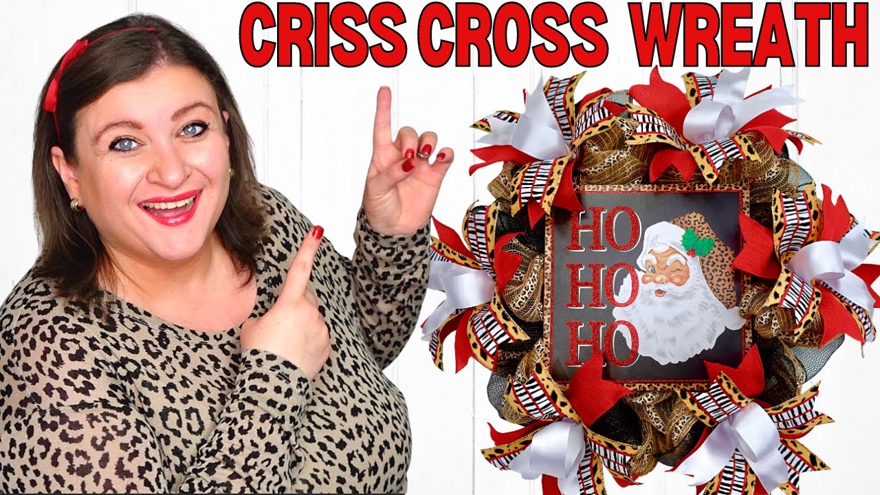 Simple Tricks to Create a Stunning Criss Cross Deco Mesh Christmas Leopard Santa WREATH Today
