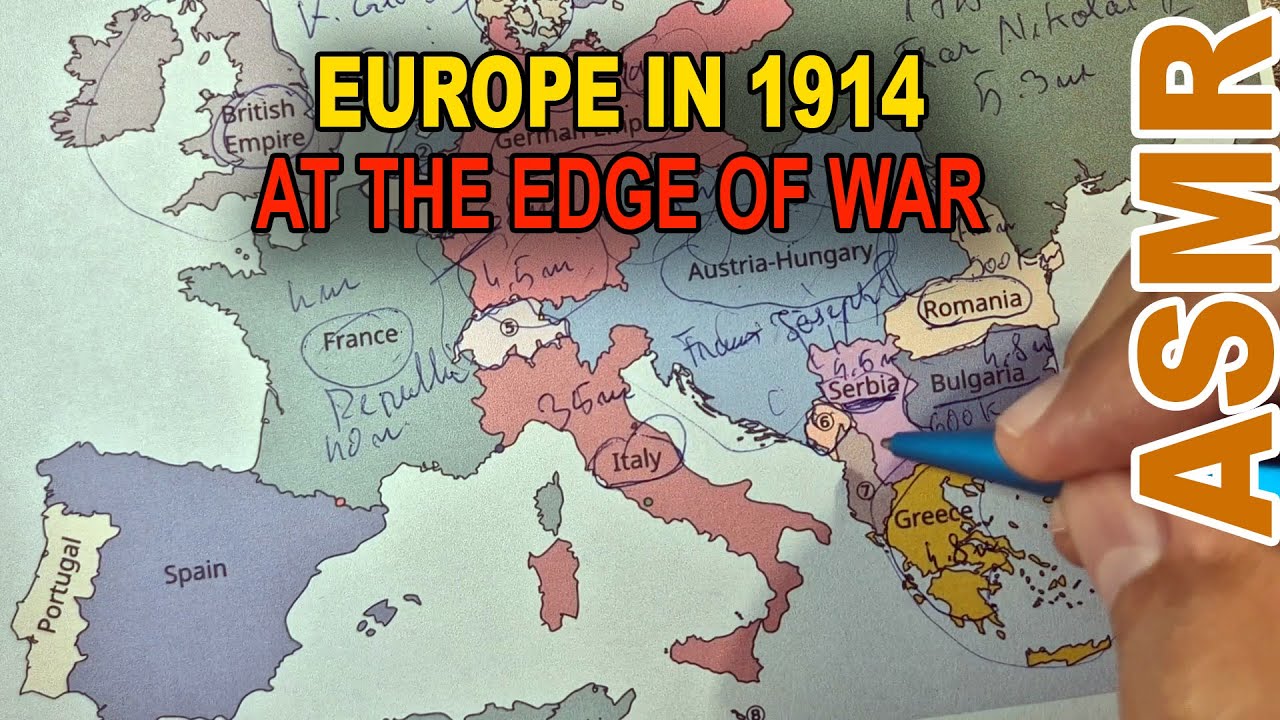 История ASMR: Европа в 1914 году — прямо перед Первой мировой войной (ASMR-шепот, трассировка карты)