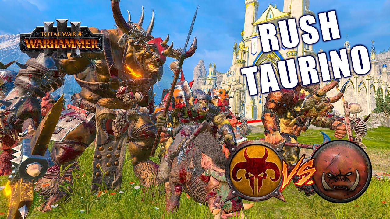 TAUROX SE TRAE UNA ESTAMPIDA DE MINOTAUROS 🐗 HOMBRES BESTIA vs PIELES VERDES 💚 WARHAMMER 3