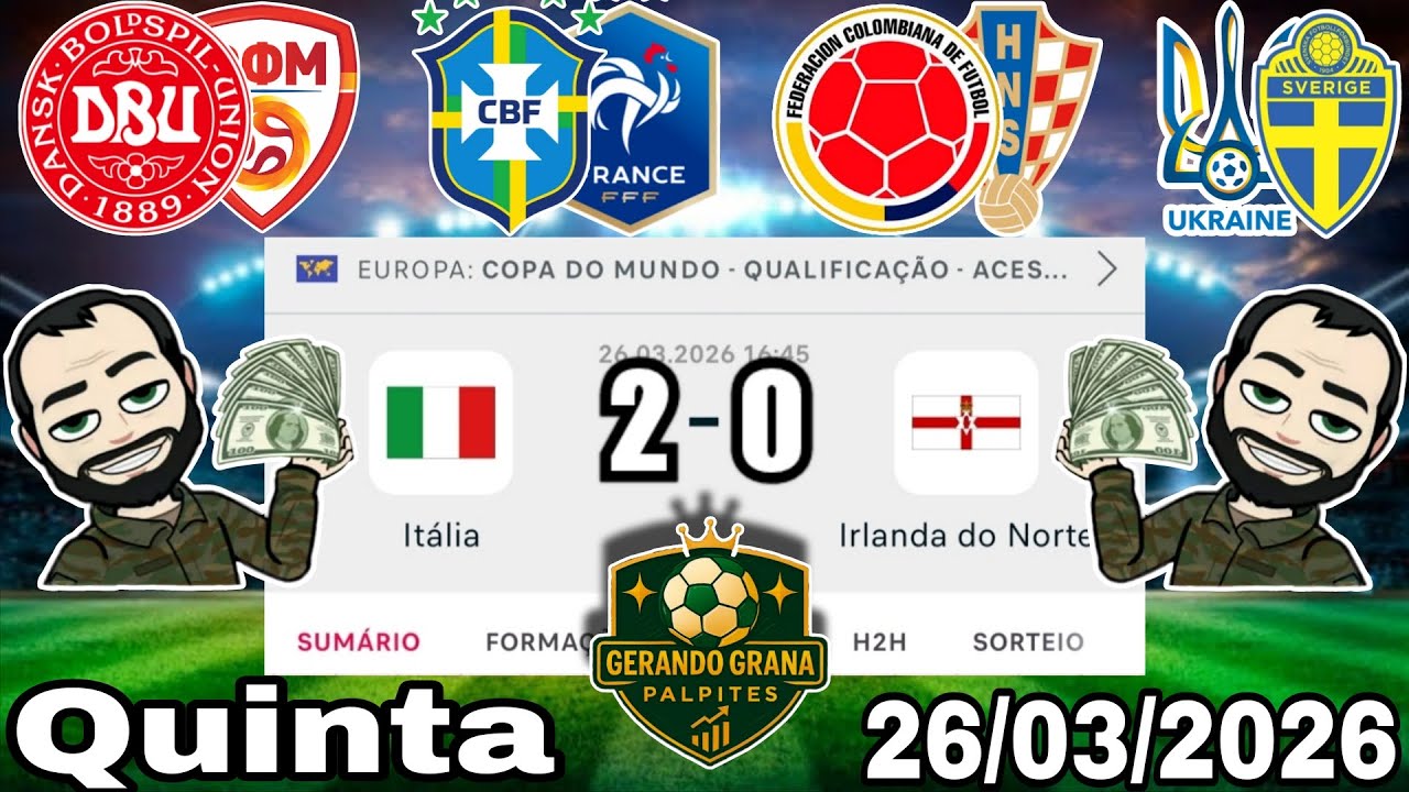 PALPITES DE FUTEBOL PARA HOJE 26 03 2026 QUINTA - FEIRA COM PLACARES EXATOS, BILHETE PRONTO + ZEBRA