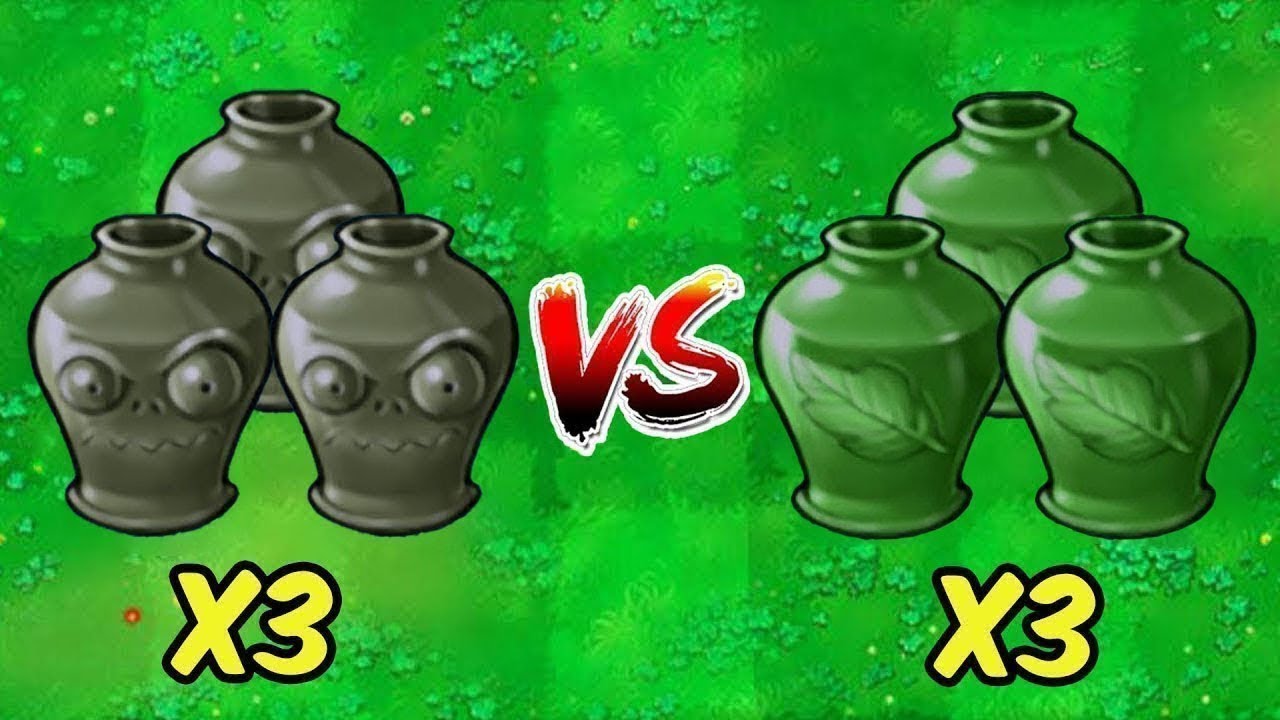 PVZ 1 Hybrid Challenge - 3 Plants Vases VS 3 Green Zombie Vases - Who Will Win?