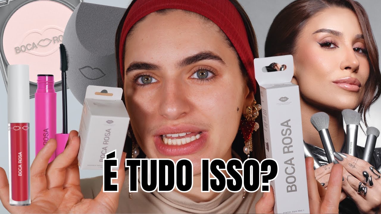 testei os ÚLTIMOS LANÇAMENTOS de  BOCA ROSA - gloss, pincel, máscara de cílios...