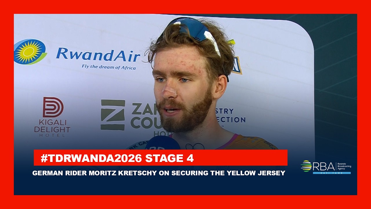 German rider Moritz Kretschy on securing the yellow jersey in #TdRwanda2026 stage 4