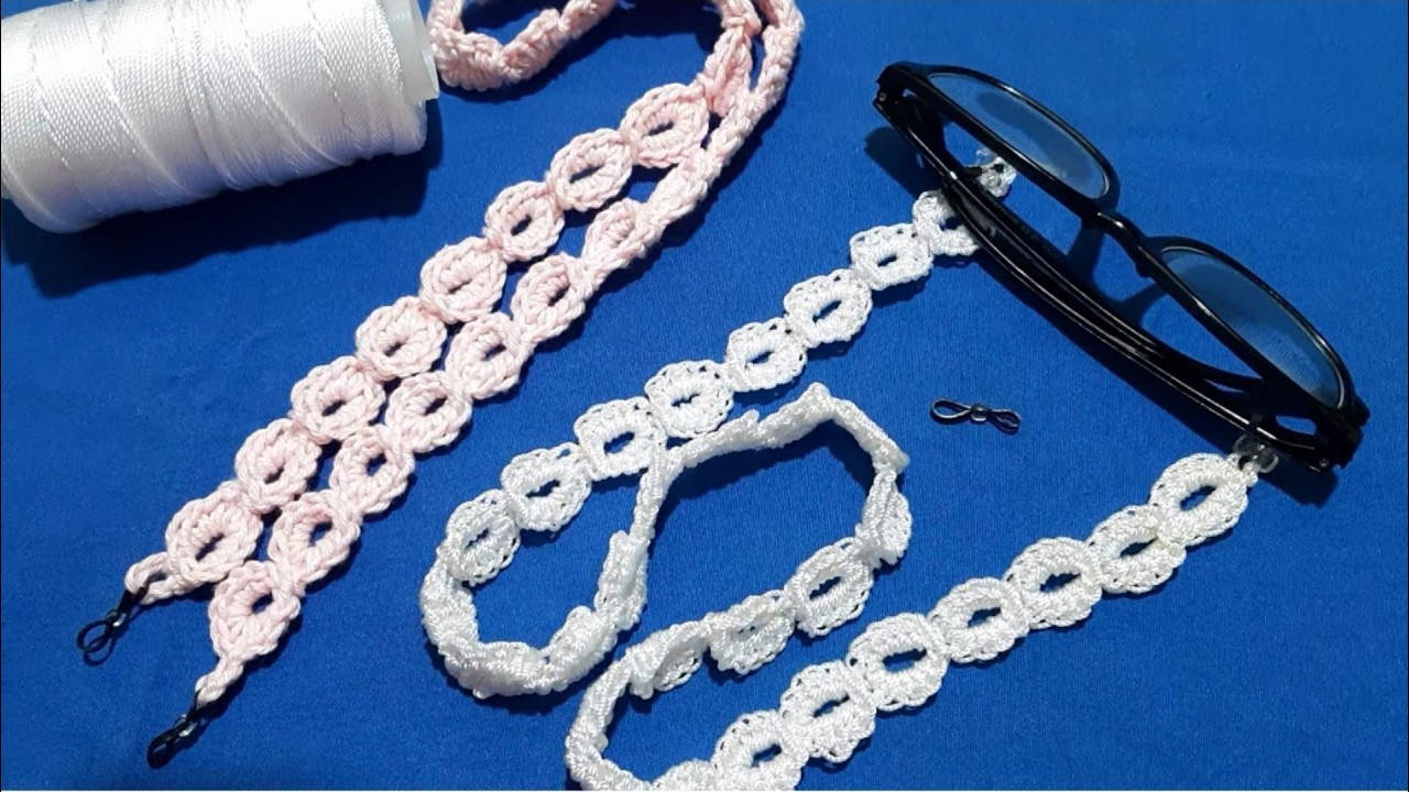 Holders o Cordón Sujetador de lentes a crochet con círculos muy fácil y rápido de tejer paso a paso