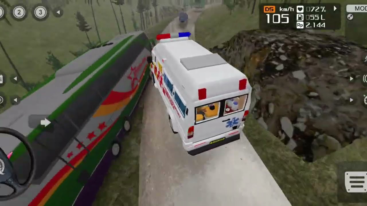 Penyelamatan Ambulans Off-Road di Lalu Lintas Badai Maut|Bus simulator Indonesia|