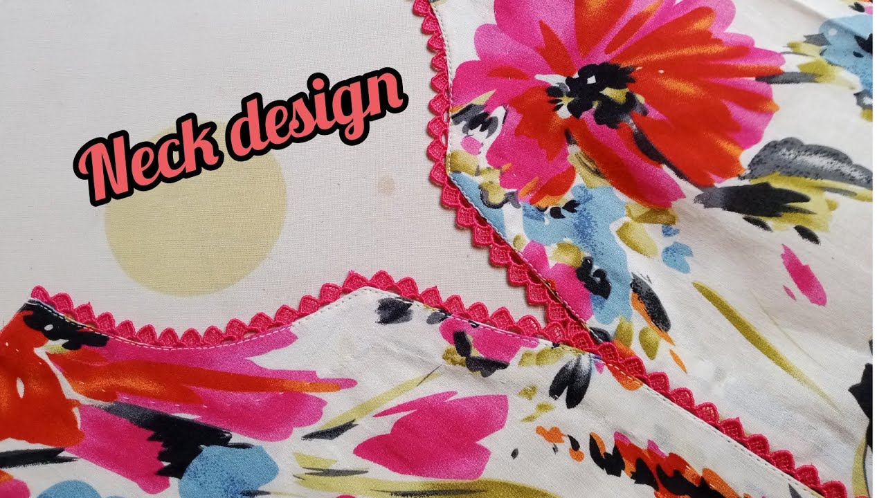 new lace neck design cutting and stitching