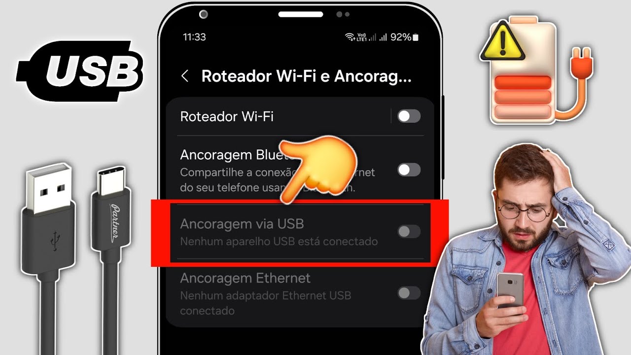 CORRIGIDO! - Tethering USB não funciona, apenas carrega