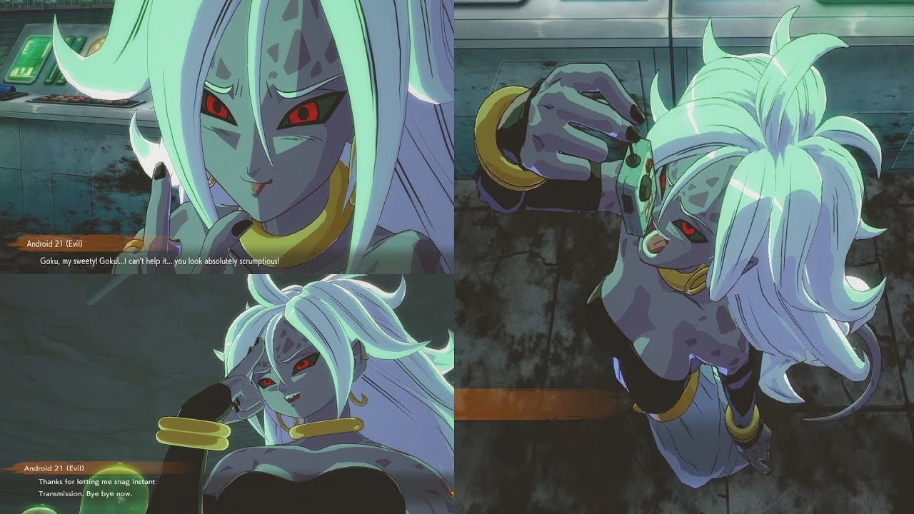 DRAGON BALL FIGHTERZ Android 21 Swallows Remote, Learns Instant Transmission & Wants to Eat Goku