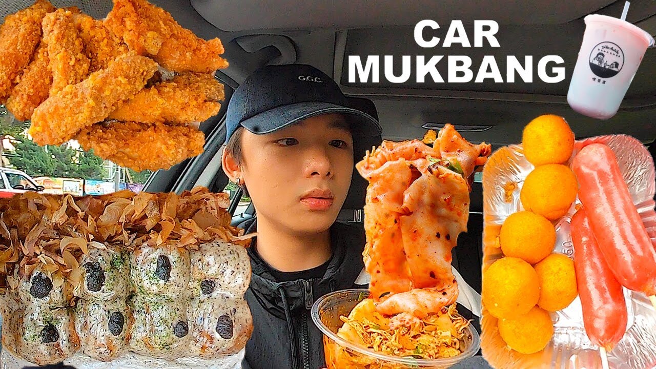 CAR MUKBANG ASMR | 葵涌廣場美食 SPICY NOODLE + CHICKEN WING + TAKOYAKI + SAUSAGE (Eating Sound) | MAR ASMR