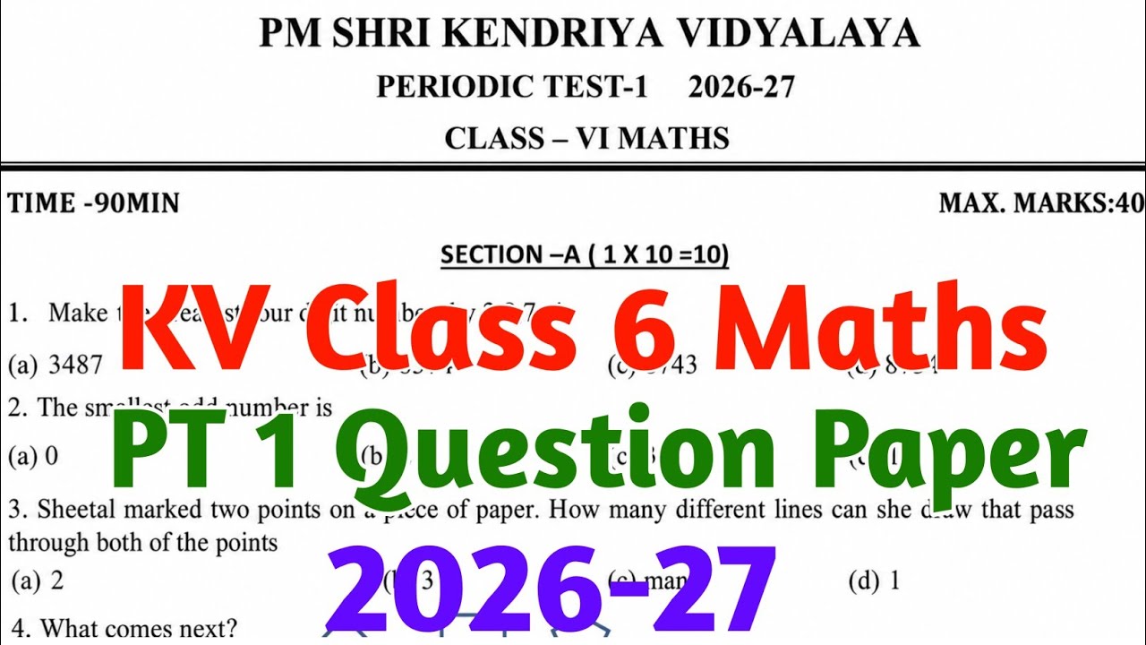 KV Class 6 Maths PT 1 Question Paper 2026-27 |