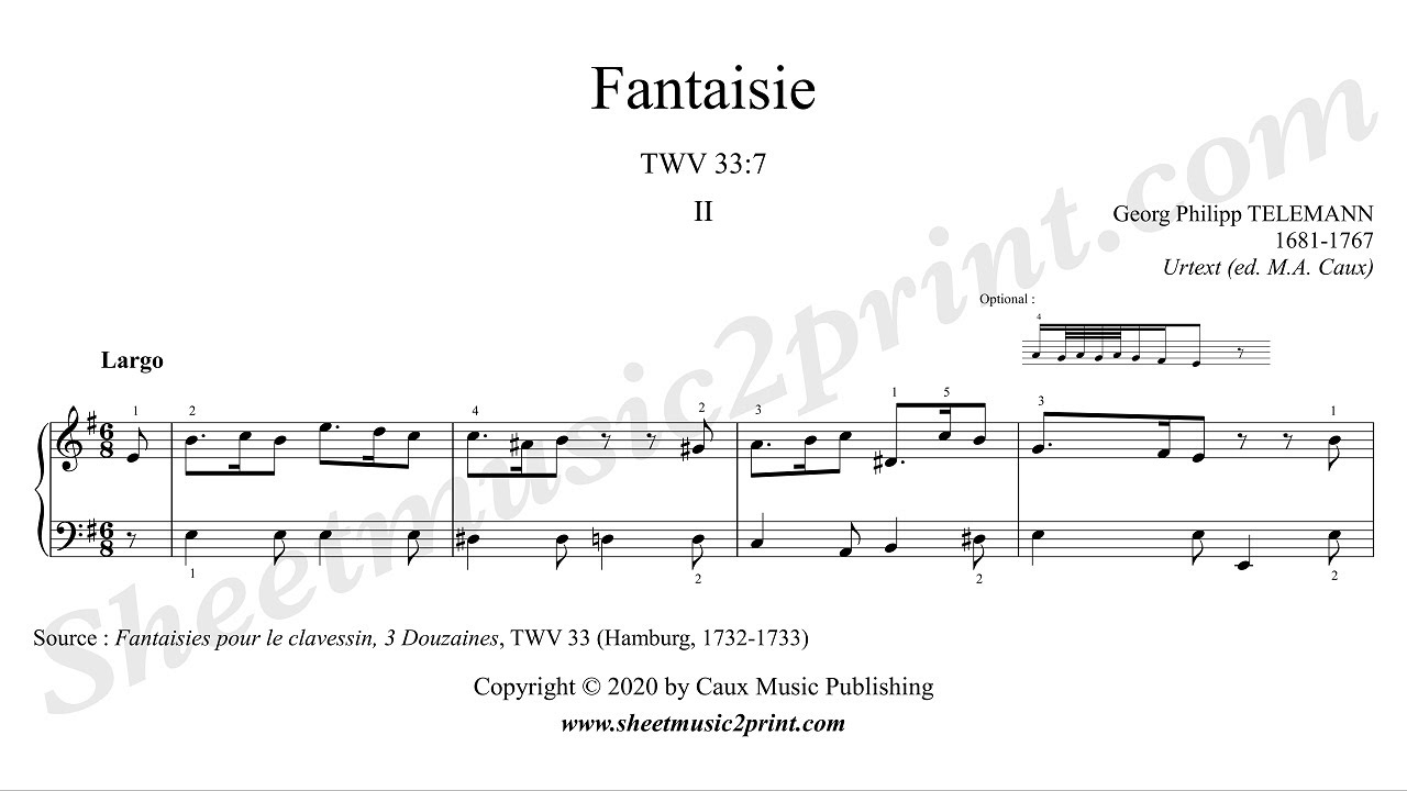 Telemann : Fantaisie TWV 33:7 (2/2 : Largo) -- Urtext