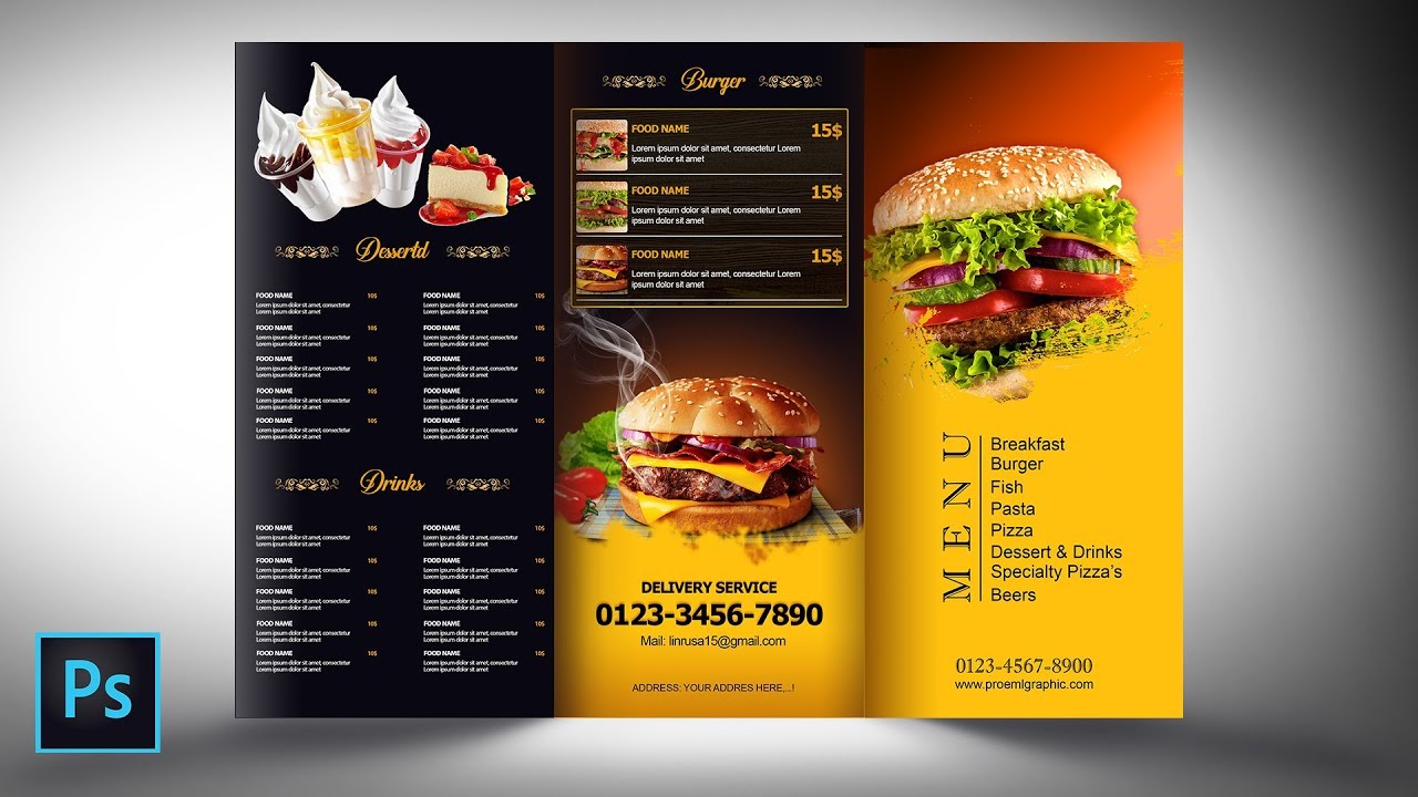 Photoshop Tutorials | flyers design | brochure design | menu design | By PROEML GRAPHIC