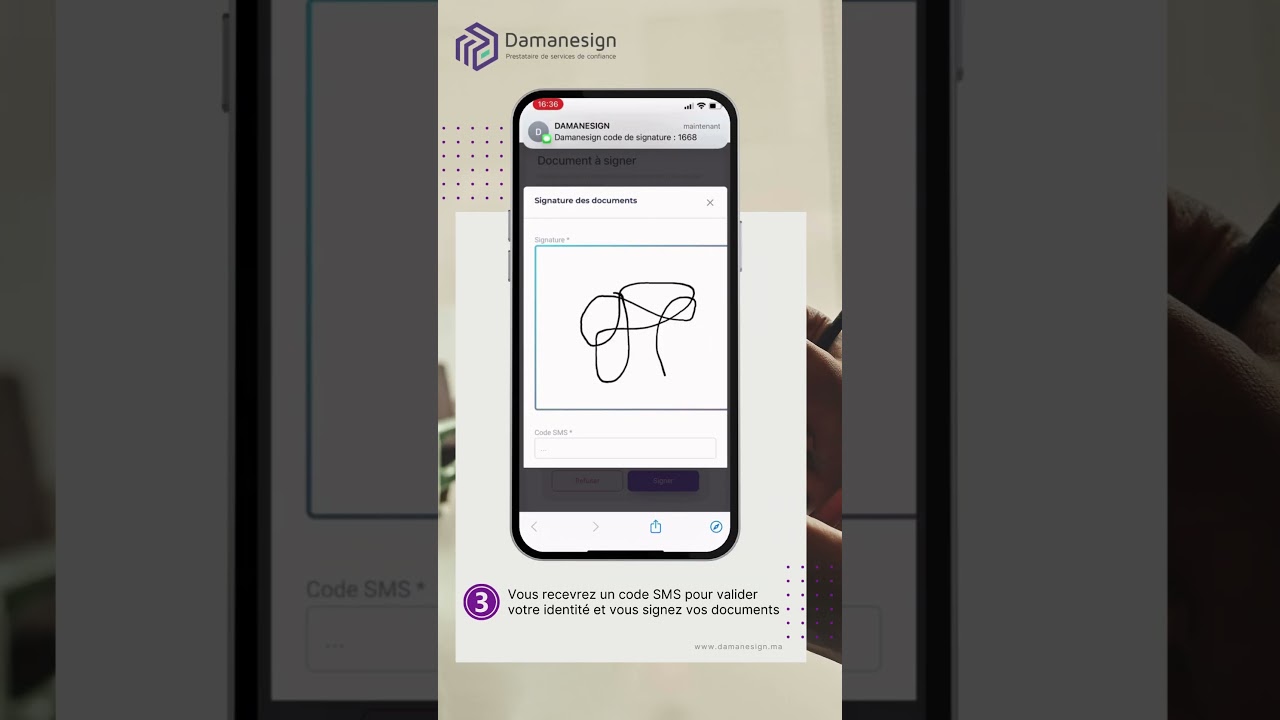 En seulement 3 &eacute;tapes, et en moins de 1 minute, vous pouvez signer vos documents avec Damanesign