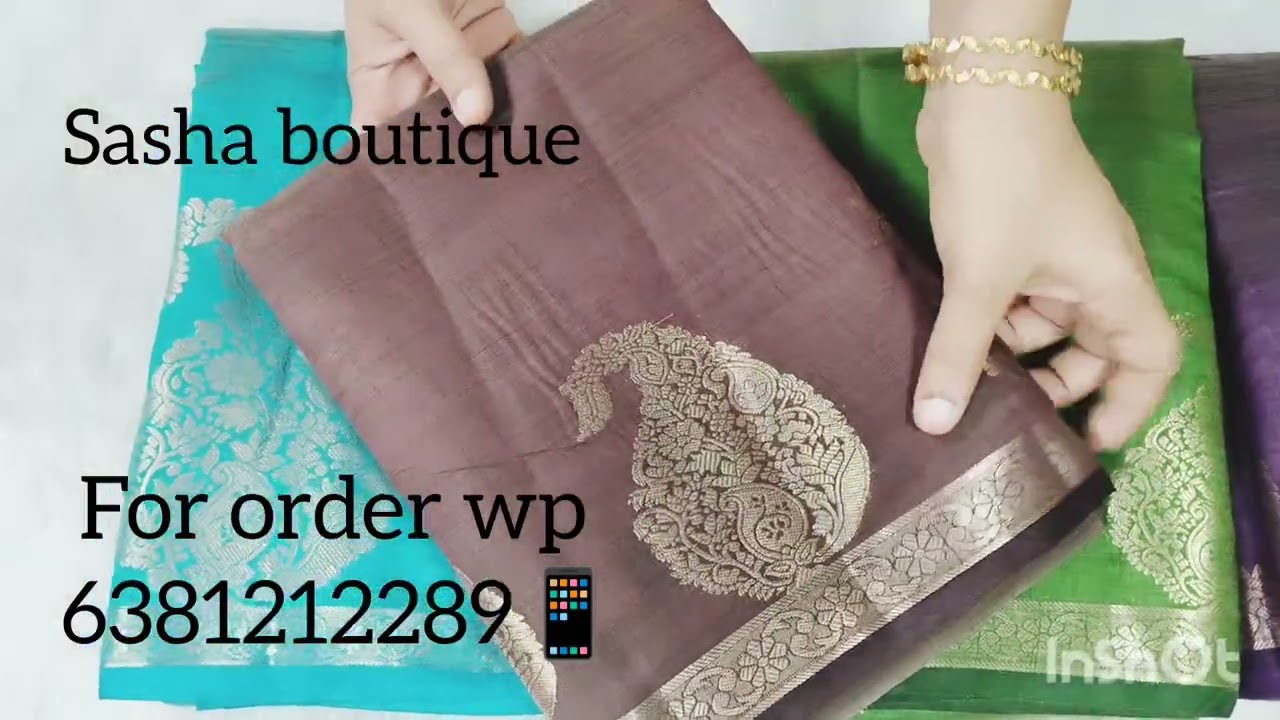 🥭Trending semi tussar silk with mango motives with jari  blouse🥭@Sashaboutique2024 