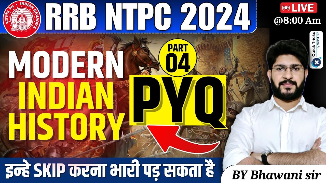 RRB NTPC 2024| Modern Indian History PYQ-04| RRB NTPC GA Previous Year Questions | by Bhawani sir