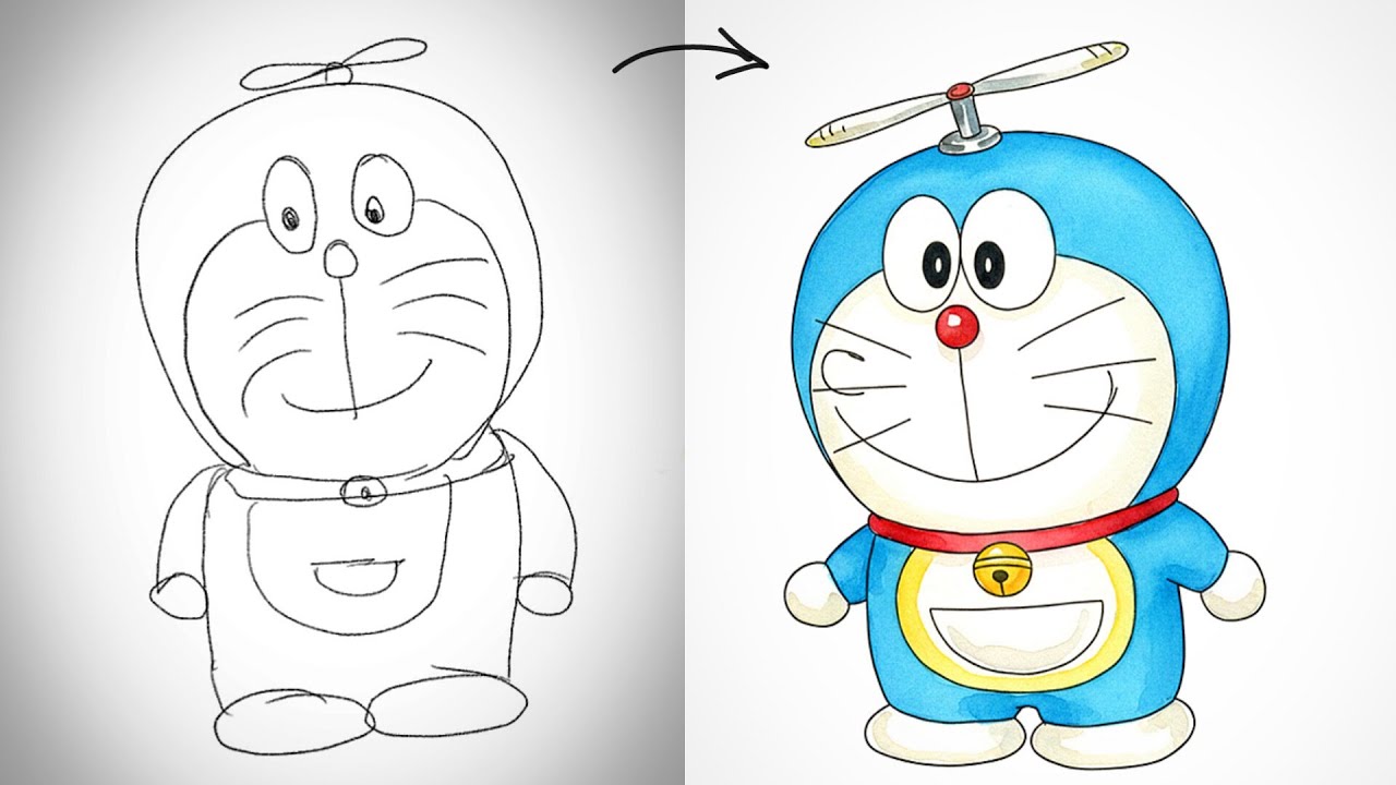 Sketch to Final Art: Doraemon Transformation (With AI) ✍️✨