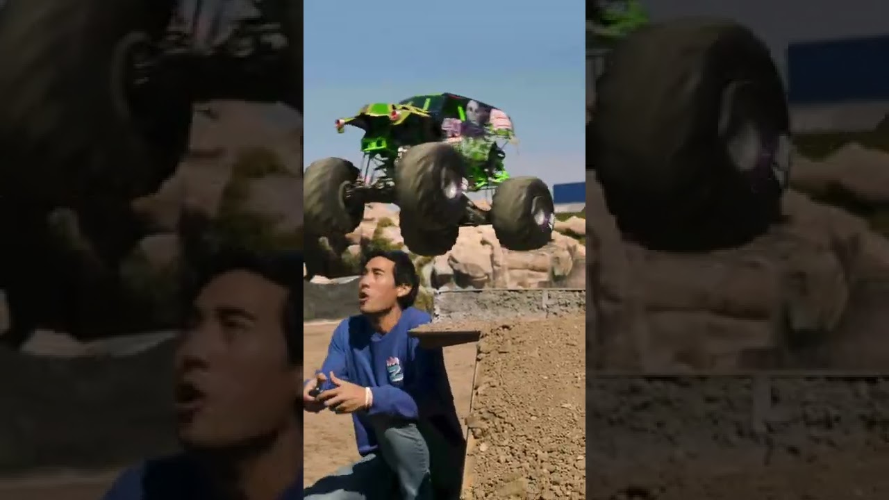 Wait&hellip; What? HOW⁉️ #Shorts - Zach King testing his Monster Jam RC #monsterjam