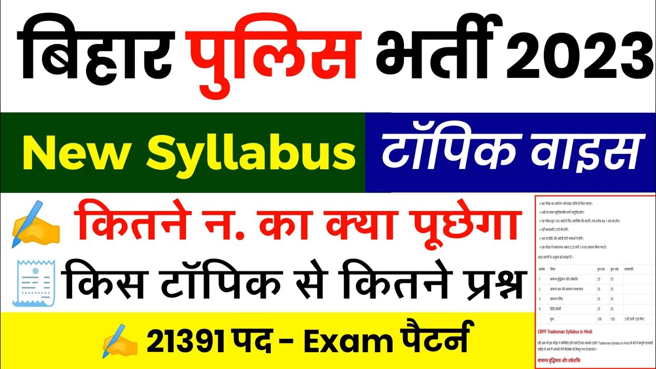 Bihar Police Syllabus 2023 || Bihar Police Syllabus Explained || Bihar Police Constable Syllabus ...