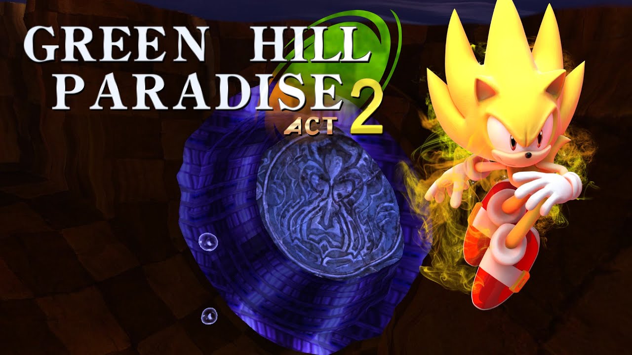 Sonic GDK - Green Hill Paradise Act 2 - Fast 100% Walkthrough [Super Sonic and Mystery Room]