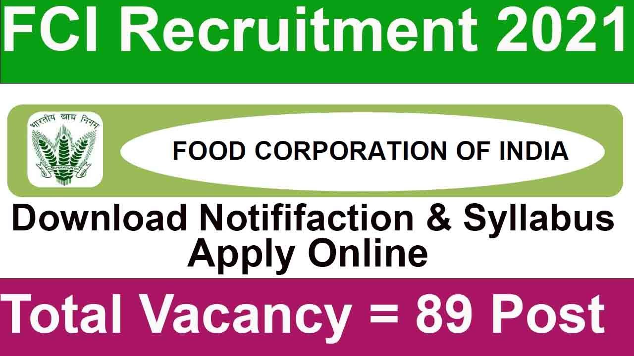 FCI Recruitment 2021 Notification pdf Download Vacancy Detail Syllabus