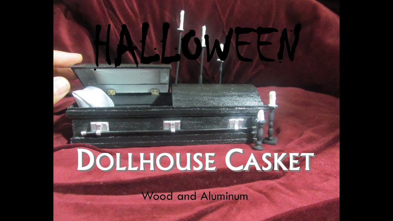 Halloween Wood and Aluminum Dollhouse Miniature Casket Coffin Opens and Closes Day of the Dead