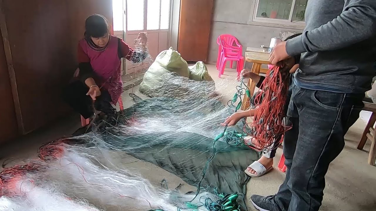 今天买渔网花了几千块，阿烽九弟过来帮忙整理，不知不觉又是一天