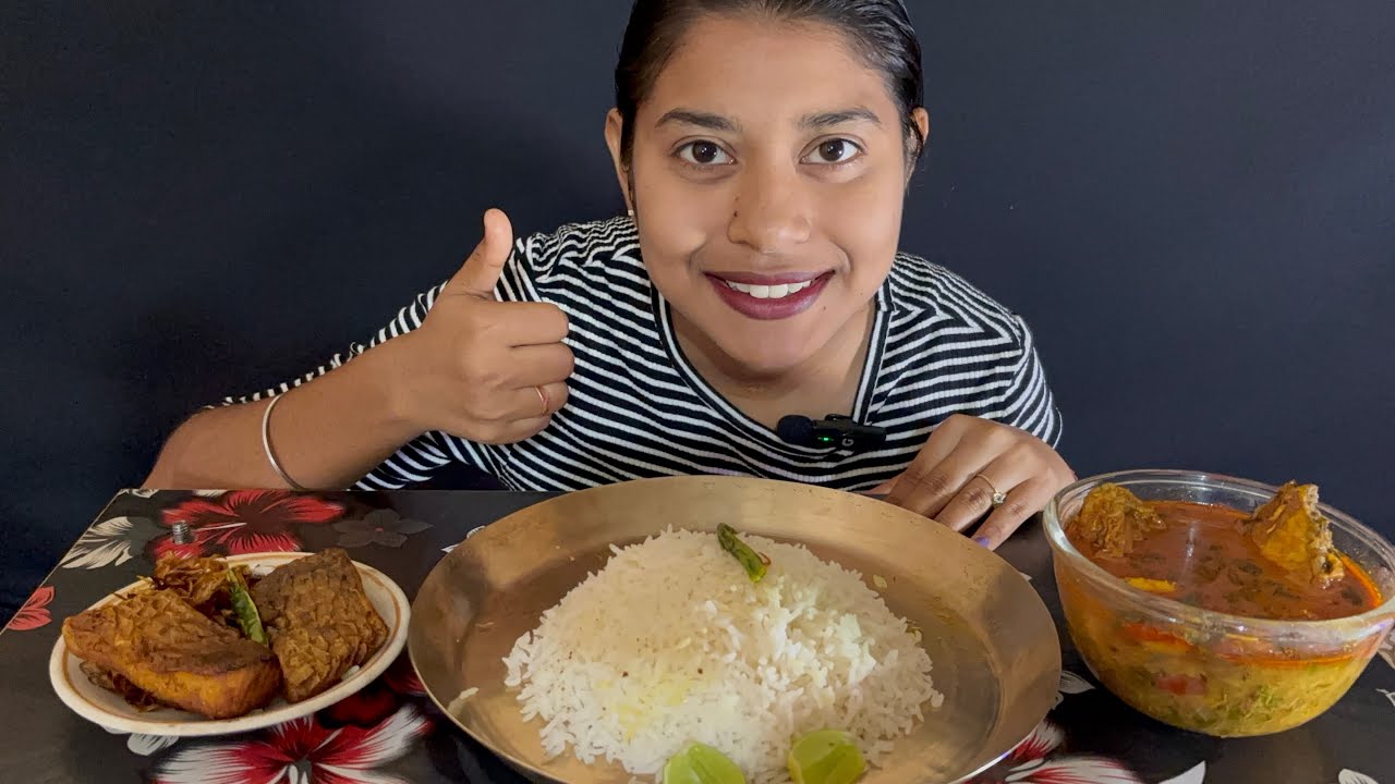 Eating,Rice,Mach Bhaja , PiyajRosunLankaBhaja,ManKochuuDiaKatlaaMacherJholl🤤🤤