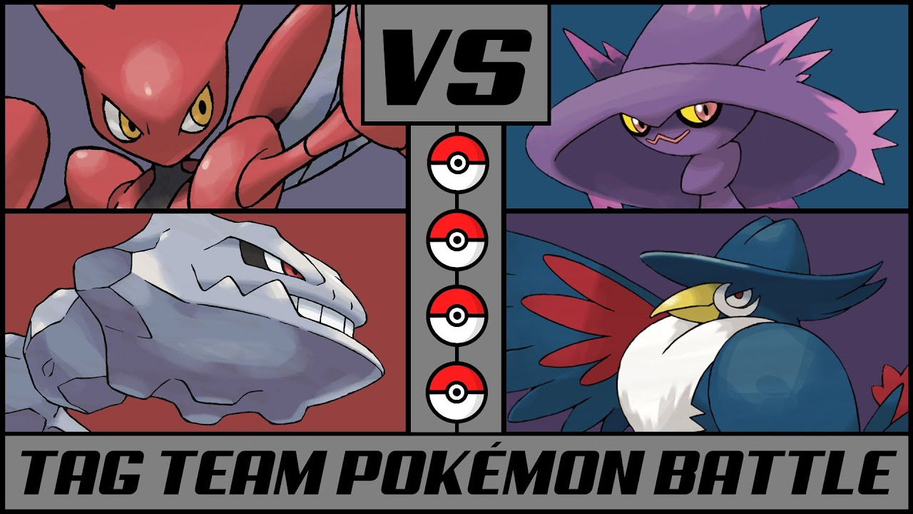 SCIZOR & STEELIX vs MISMAGIUS & HONCHCROW | Tag Team Pokémon Battle [BDSP]